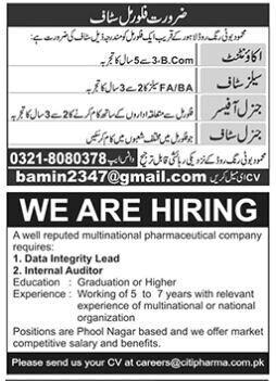 data-integrity-lead-internal-auditor-accountant-general-sales-staff-general-officer-lahore-punjab-2023-big-0