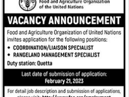 coordination-liason-rangeland-management-specialist-food-and-agriculture-organization-of-united-nations-jobs-in-quetta-baluchistan-2023