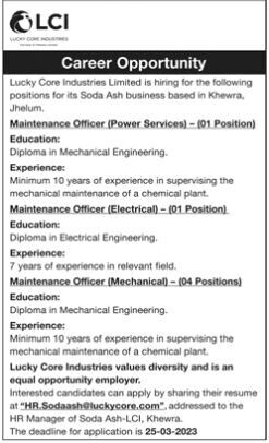 maintenance-officer-power-services-mechanical-medical-superintendent-lucky-core-industries-limited-career-2023-big-1