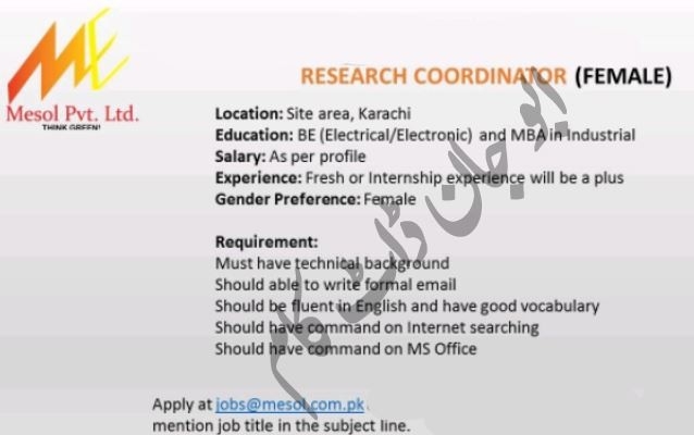 research-coordinator-be-electrical-electronics-mesol-pv-ltd-jobs-in-karachi-big-0