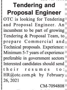 tendering-proposal-engineer-otc-jobs-in-lahore-big-0