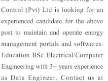 chief-data-engineer-entrack-sb-electronics-engineerings-and-control-pvt-ltd-jobs-in-islamabad-jobs-in-rawalpindi