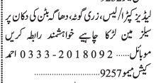 salesman-kpa-lys-zry-go-dag-bn-ky-dkan-sales-job-jobs-in-karachi-big-0
