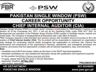 chief-internal-auditor-cia-pakistan-single-window-psw-jobs-in-karachi-jobs-in-pakistan-government-jobs