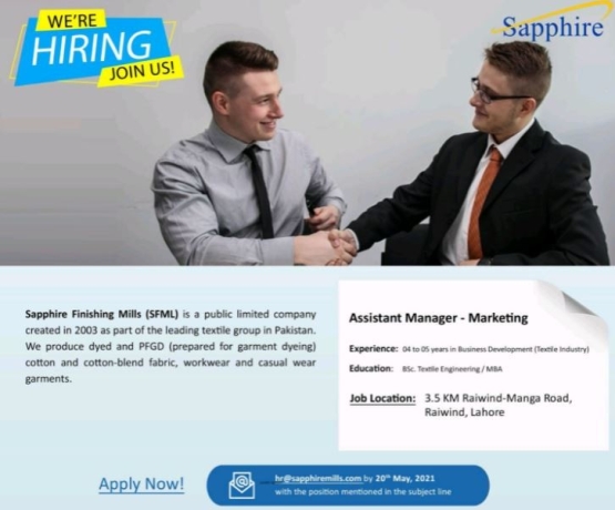 assistant-manager-marketing-sapphire-finishing-mills-sfml-jobs-in-lahore-jobs-in-textile-big-0