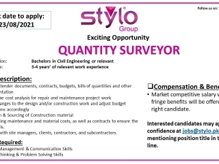 quantity-surveyor-agriculturalist-stylo-group-jobs-in-karachi-jobs-in-stylo-jobs-in-pakistan