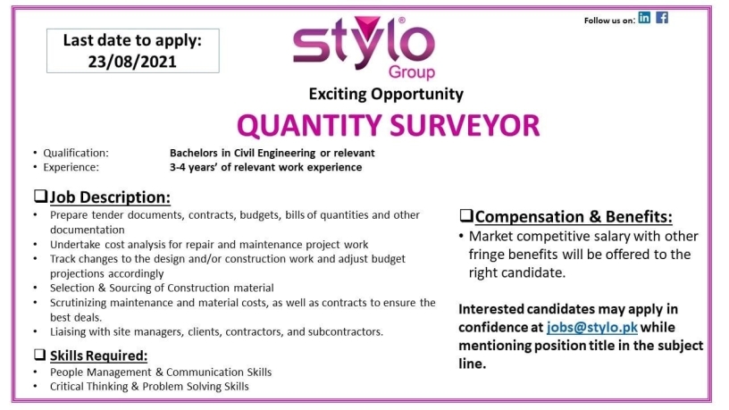 quantity-surveyor-agriculturalist-stylo-group-jobs-in-karachi-jobs-in-stylo-jobs-in-pakistan-big-0