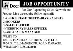 office-staffbookers-sales-officerterritoryarea-sales-deer-indus-pencil-industries-jobs-in-karachi-sales-jobs-in-2022-big-0