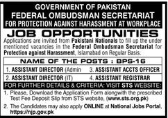 assistant-directoradminitaccts-officer-assist-registrar-federal-ombudsman-secretariat-for-protection-against-harassment-govt-jobs-2022-big-0