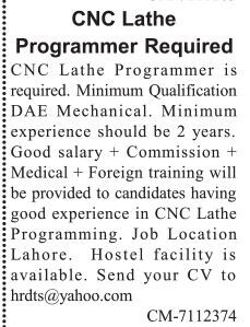 cnc-lathe-programmer-latest-industrial-jobs-in-lahore-2022-skill-worker-jobs-in-lahore-big-0