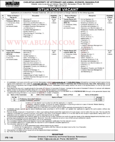 professors-associate-assistant-lecturers-bahawalpur-cholistan-university-of-veterinary-and-animal-sciences-latest-govt-jobs-today-2022-big-1