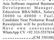 business-development-manager-asia-software-business-development-manager-job-in-rawalpindi-2022