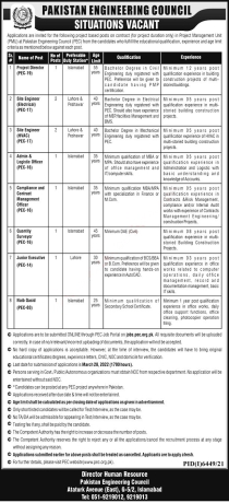 project-director-site-engineers-electricalhvacadmin-logistic-officer-quantity-surveyornaib-pec-pakistan-engineering-council-jobs-2022-big-0