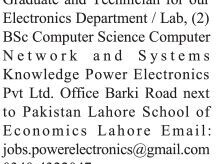 electronics-graduates-technician-latest-jobs-in-lahore-2022