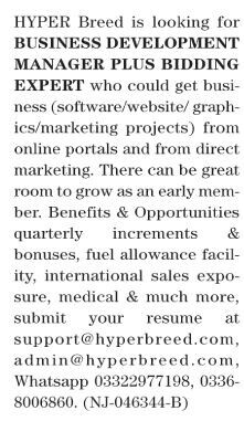 business-development-manager-plus-bidding-expert-hyper-breed-jobs-in-karachi-2022-big-0