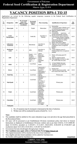 steno-typist-artist-photographer-lab-tech-draftsman-ldc-dmo-driver-federal-seed-certification-registration-depart-mauva-govt-jobs-2022-big-0