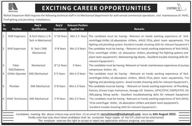 latest-nishat-emporium-mall-vacancies-2022-pakistan-shift-engineers-electrical-supervisor-technician-fitter-chiller-operator-plumber-hvac-big-1