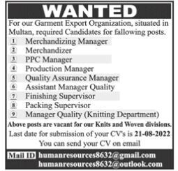 merchandizing-pp-production-managers-qa-quality-finishing-packing-knitting-latest-garment-factory-vacancies-2022-in-lahore-big-0