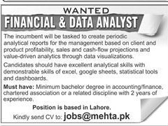 financial-data-analyst-mehta-brothers-private-limited-latest-analyst-jobs-in-lahore-2022
