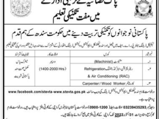 free-training-machinist-refrigeration-air-conditioning-rac-carpenter-wood-worker-stevta-sindh-government-karachi-2022