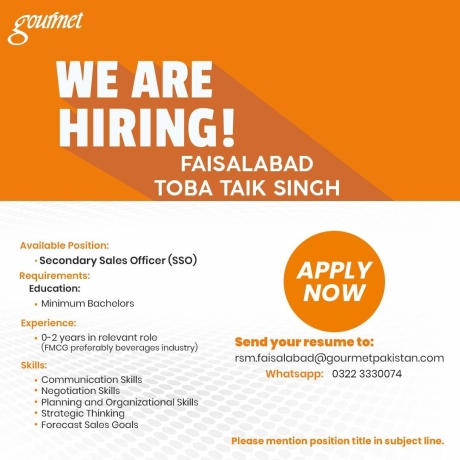 secondary-sales-officer-sso-gourmet-pakistan-jobs-in-faisalabad-job-in-toba-taik-singh-2022-big-0