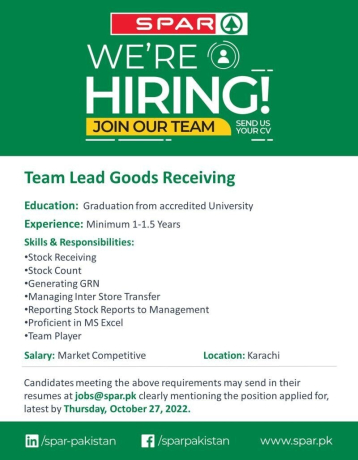 team-lead-goods-receiving-spar-job-in-karachi-2022-big-1