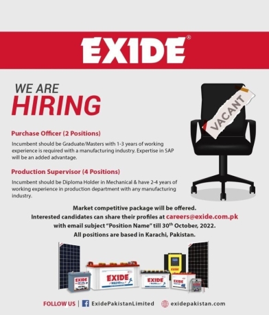 purchase-officer-production-supervisor-exide-pakistan-job-in-karachi-2022-big-0